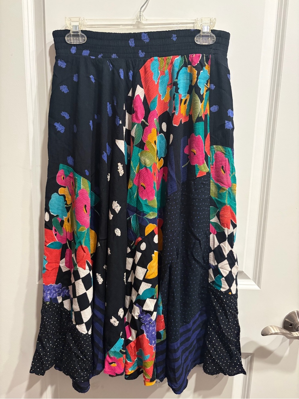 Carol Little Midi Skirt Patchwork Floral Colorful Artsy Vintage Women’s Size 6